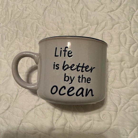 14 oz White Ceramic Mug with Ocean Quote on both sides - Picture 2 of 4